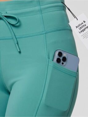 Flex Aqua High Rise Leggings w/ Side Pockets NEW Athleisure Yoga Pants